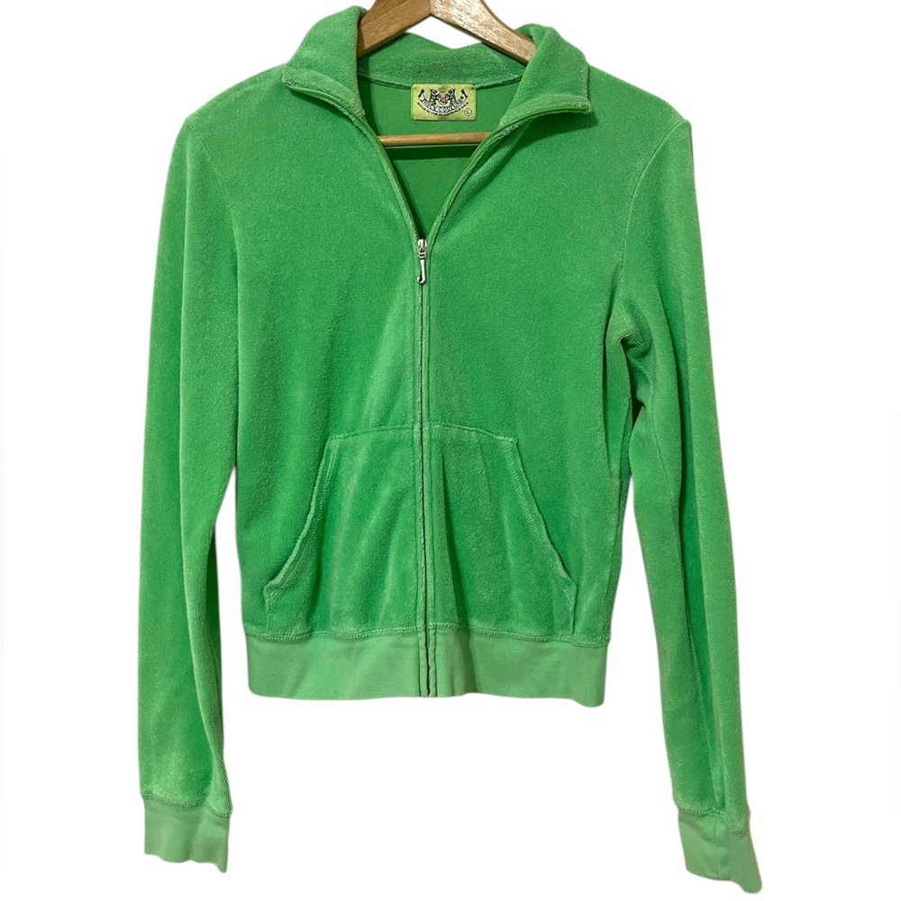 Juicy Couture jacket large terry high neck full zip long sleeve Kelly green